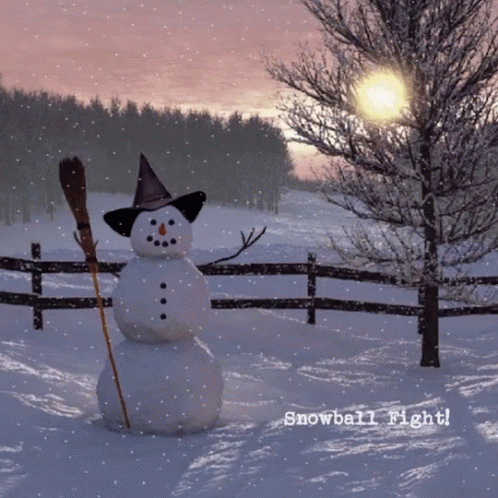Snowman Fight Snowballs GIF