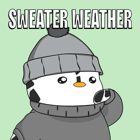 Snowman in Sweater and Hat Saying Sweater Weather
