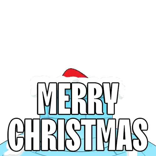 Snowman Santa Behind Merry Christmas