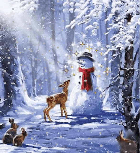 Snowman Snow Animals Gif GIF