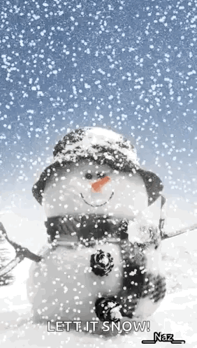 Snowman Wearing Scarf and Hat