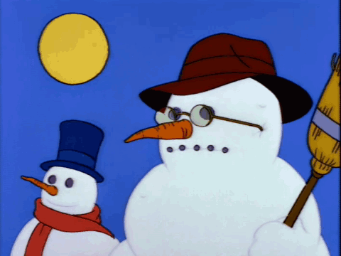 Snowman Wearing Top Hat and Glasses