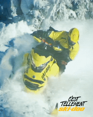 Snowmobile Drifting In Thick Snow GIF