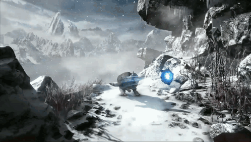 Snowy Mountain With Blue Object GIF