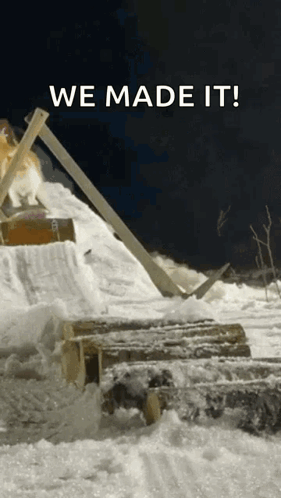 Snowy Scene Saying We Made It GIF