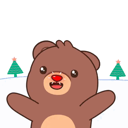 Snowy Teddy Bear With Red Nose