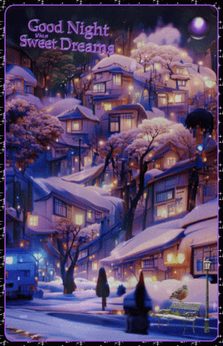 Snowy Village Good Night Sweet Dreams GIF
