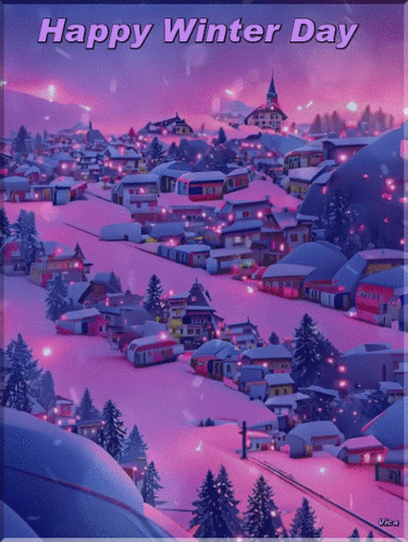 Snowy Village Happy Winter Day