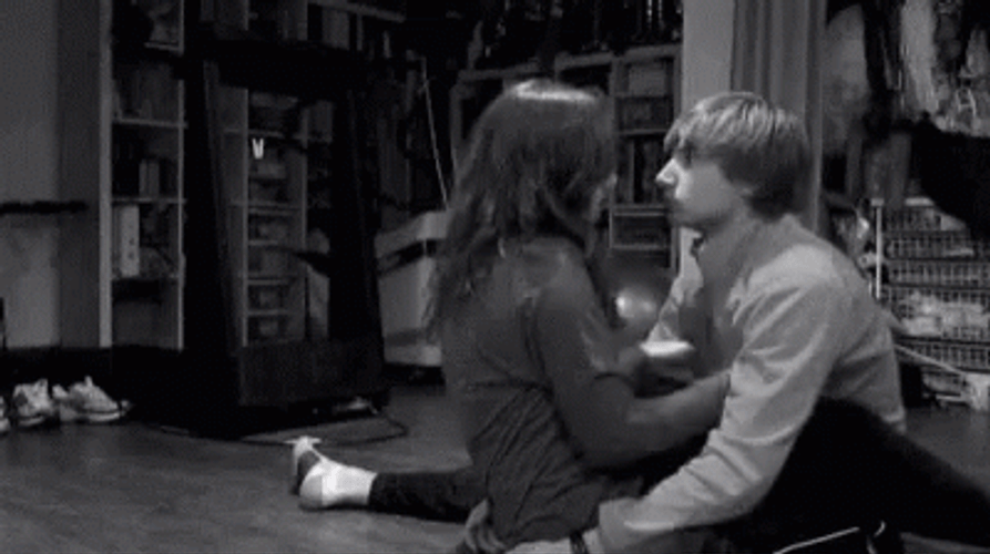 Snuggling Couple Comfort Hugs GIF