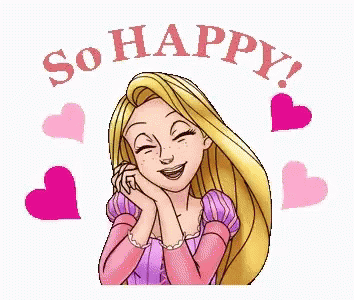 So Happy Rapunzel With Pink Heart GIF