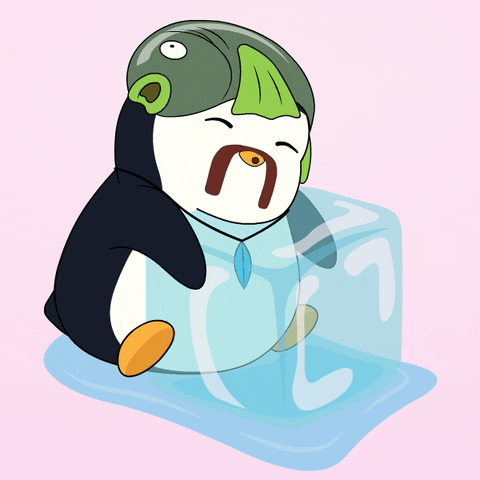So Hot Right Now Pudgy Penguin Hugging Ice GIF