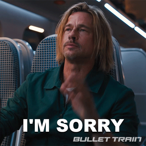 So Sorry Brad Pitt Bullet Train GIF