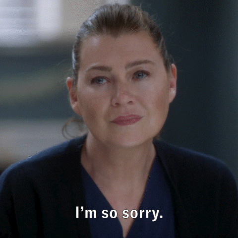 So Sorry Meredith Grey Grey's Anatomy GIF
