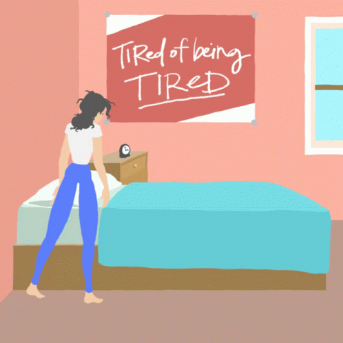 So Tired Animated Fall Down In Bed GIF