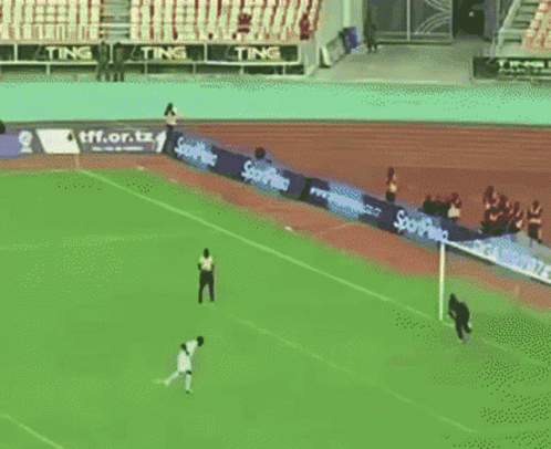 Soccer Field With Banner Saying Ting GIF