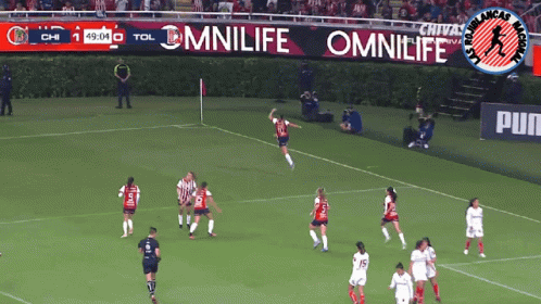 Soccer Game In Front Of Omnilife Sign GIF