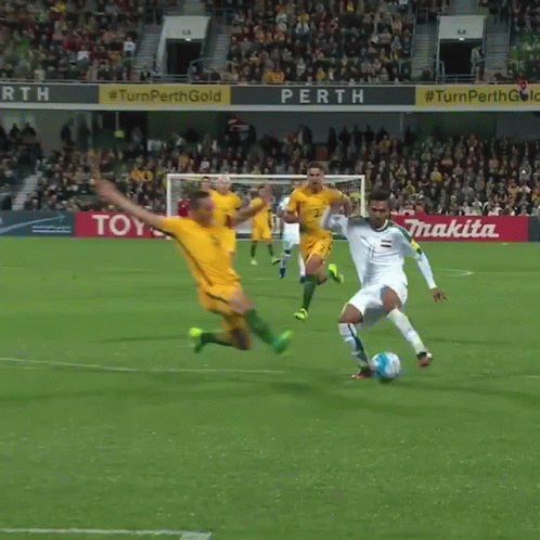 Soccer Game In Stadium With Toyota And Makita Ads GIF