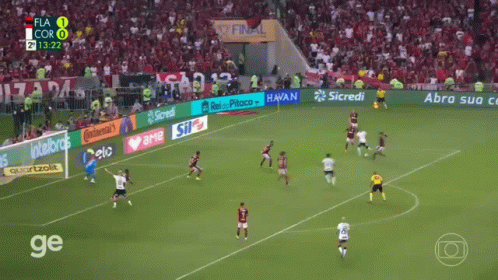 Soccer Game On Field With Advertisements GIF