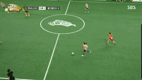 Soccer Game on SBS Television Screen