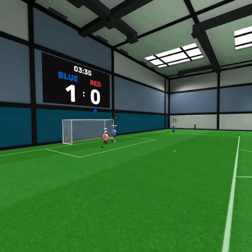 Soccer Game Scoreboard Blue Red 1-0