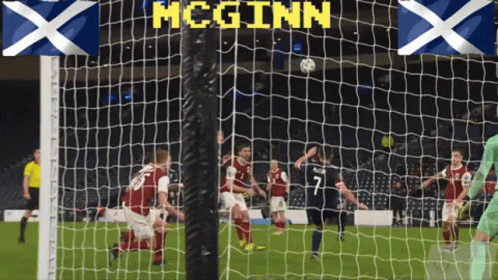 Soccer Game With McGinn Above Net