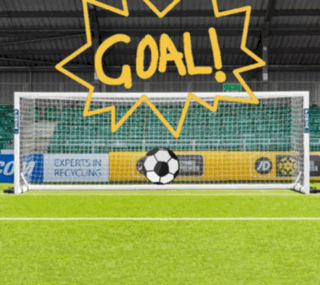 Soccer Goal With Ball And Goal Text GIF
