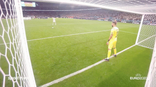 Soccer Goalie on Field With Euro2020 Logo