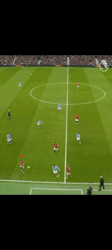 Soccer Match with Blue and Red Jerseys