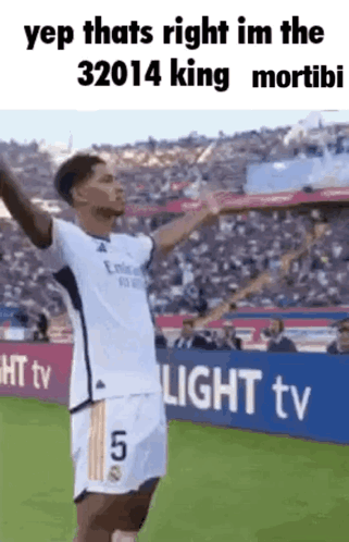 Soccer Player Arms Outstretched on Field