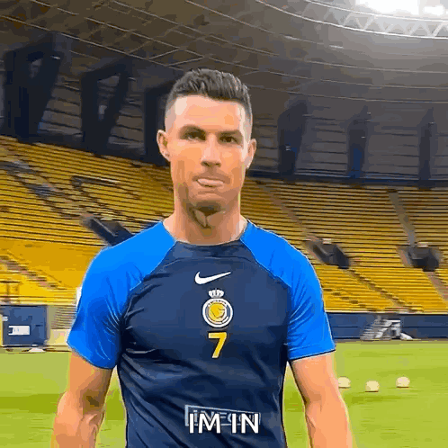 Soccer Player Blue Shirt Number 7 GIF