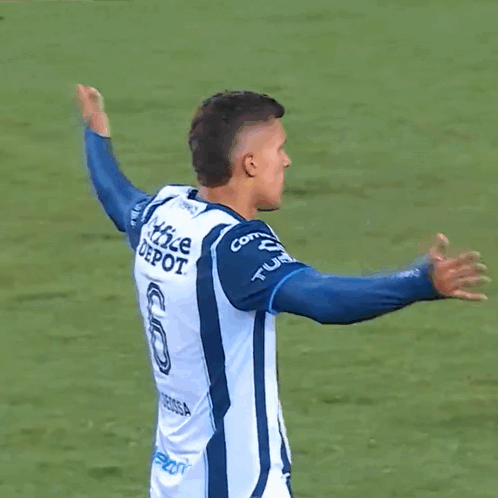 Soccer Player Blue White Striped Shirt Comex Telcel