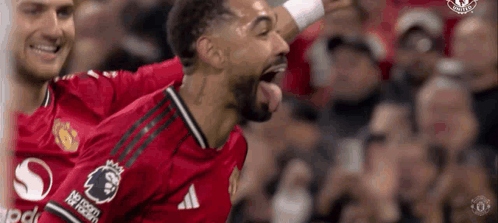 Soccer Player Celebrating Goal In Red Jersey GIF