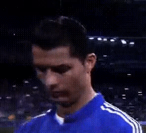 Soccer Player Close Up Blue Shirt