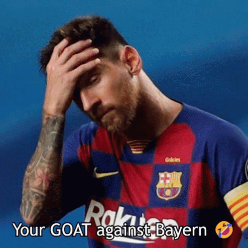 Soccer Player Hand on Forehead Your Goat Against Bayern