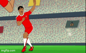 Soccer Player Holding Yellow Card