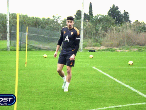 Soccer Player in Black Jersey with Letter A