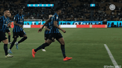 Soccer Player in Blue and Black Jersey Number 8