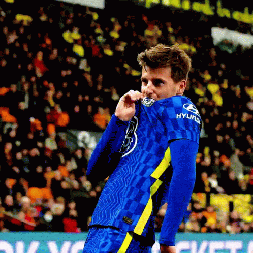 Soccer Player in Blue and Yellow Jersey With Hyundai