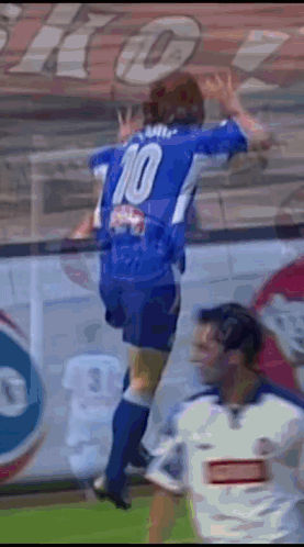 Soccer Player In Blue Jersey Number 10 GIF
