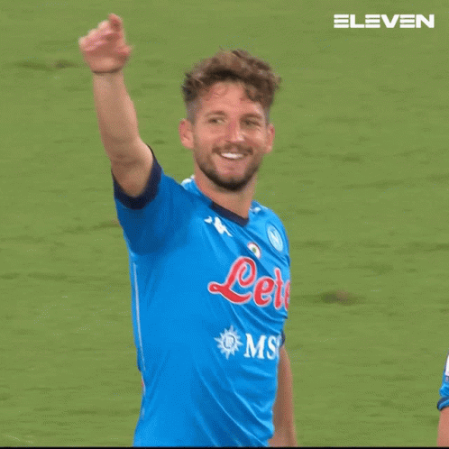 Soccer Player in Blue Jersey Saying Let