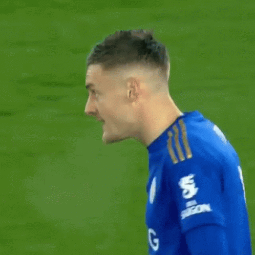 Soccer Player in Blue Shirt Making Funny Face
