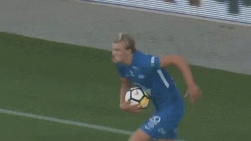 Soccer Player In Blue Shirt Number 1 GIF