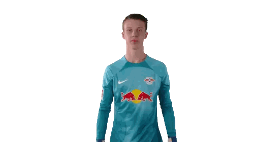 Soccer Player in Blue Shirt with Red Bulls