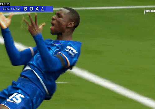 Soccer Player in Blue Uniform Number 22
