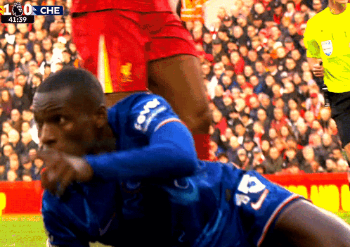 Soccer Player in Blue Uniform Number 9