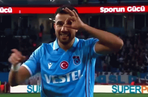 Soccer Player in Blue Vestel Jersey Making Funny Face