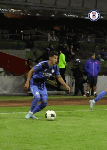 Soccer Player in Cruz Azul Jersey