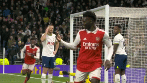 Soccer Player In Emirates Fly Better Jersey Celebrating Goal GIF