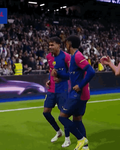 Soccer Player In FCB Jersey Celebrates Goal GIF
