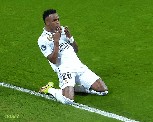 Soccer Player In Fly Emirates Jersey Kneeling GIF